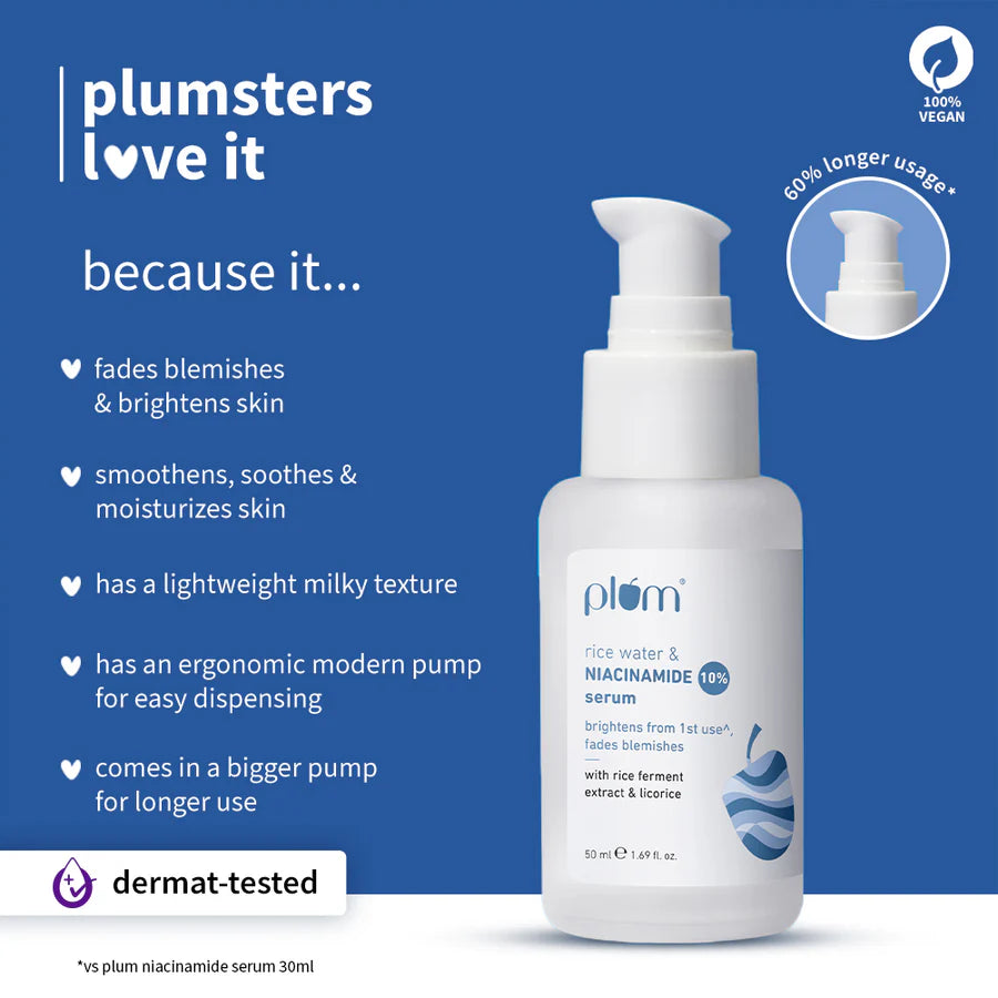 Plum Goodness - 10% Niacinamide & Rice Water Brightening Face Serum