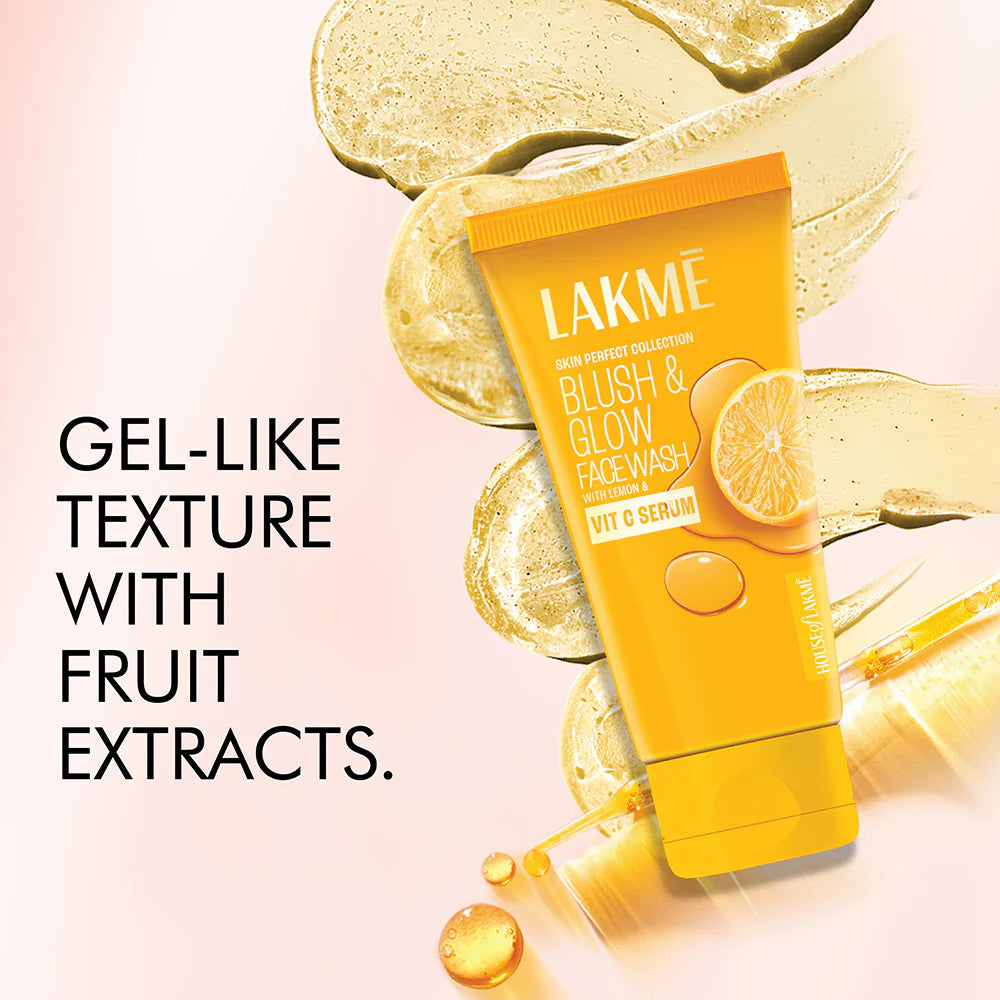 Lakmē -  Blush & Glow Brightening Lemon Facewash, with Vitamin C Serum