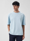 SOLIDS Men's Oversized T Shirt Blue Breeze - ZAVE