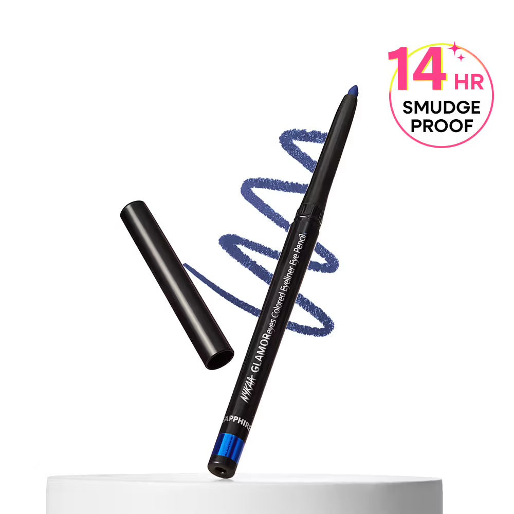 Nykaa - GLAMOR eyes Waterproof & Smudge proof Colored Kajal Eyeliner Eye Pencil - Sapphire (Deep Blue)
