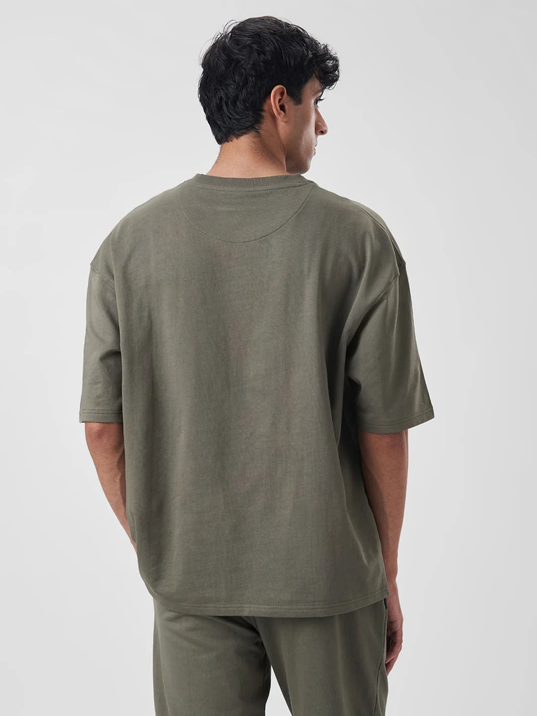 SOLIDS Men's Oversized T Shirt Dusty Olive - ZAVE