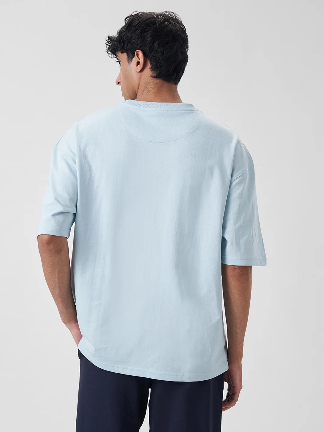 SOLIDS Men's Oversized T Shirt Blue Breeze - ZAVE
