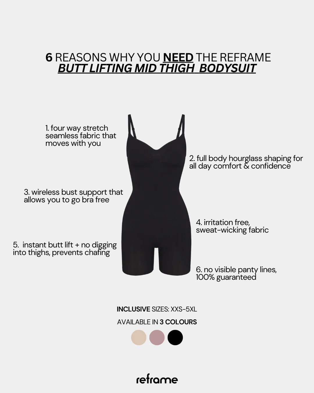 Reframe - Butt Lifting Mid Thigh Bodysuit