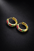 ZAVE Floral Enamel Gold Hoop Earrings