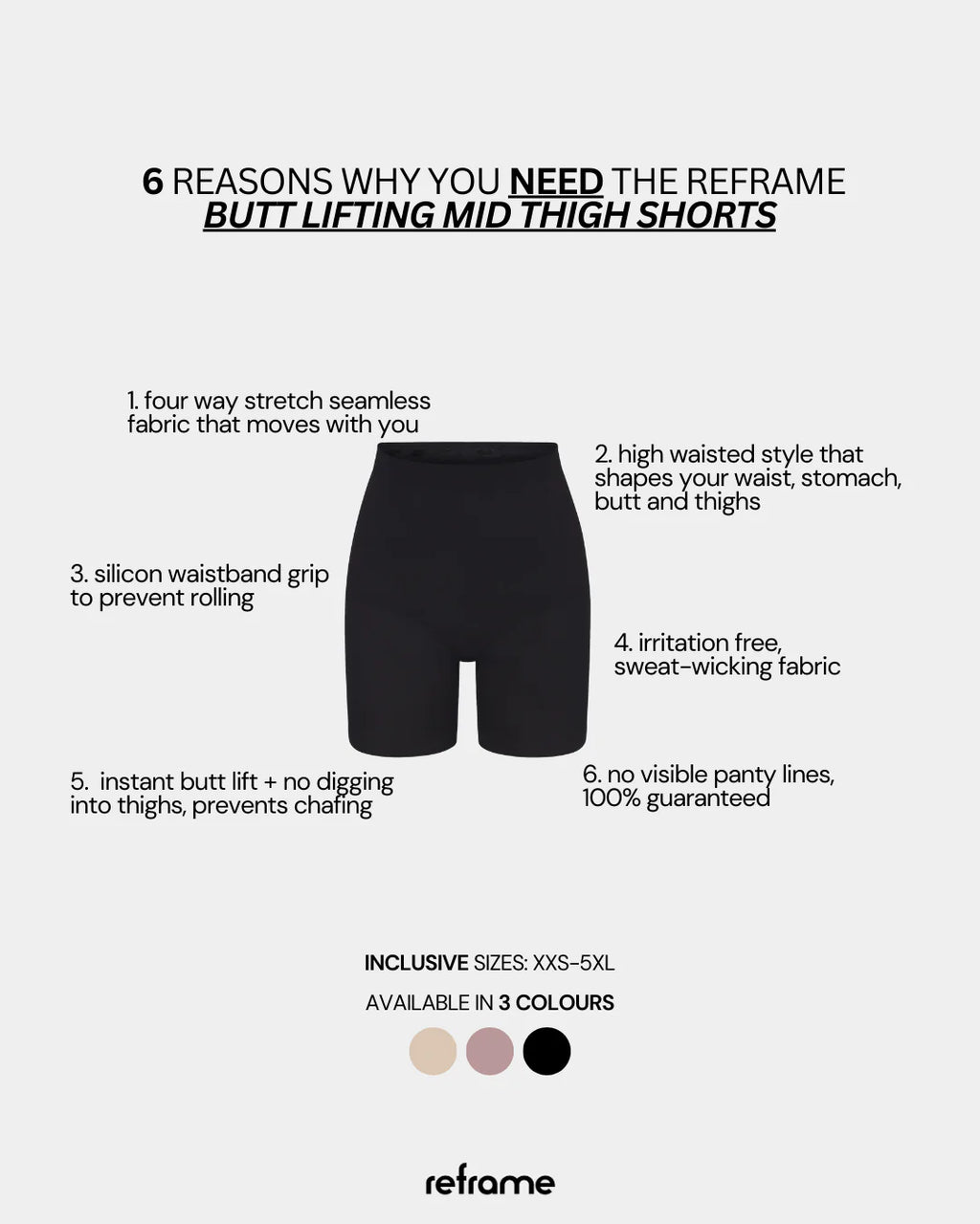 Reframe - Butt Lifting Mid Thigh Shorts