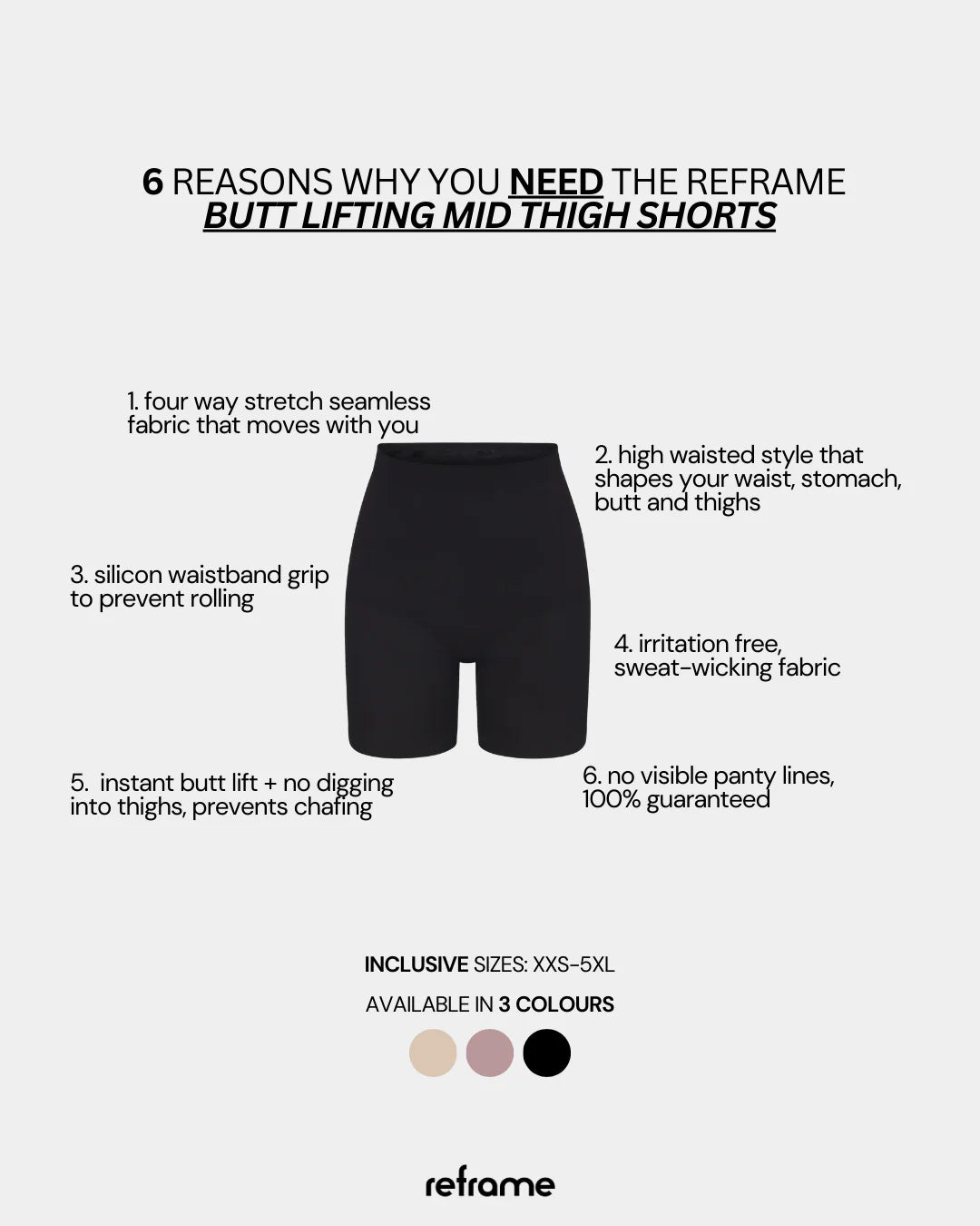 Reframe - Butt Lifting Mid Thigh Shorts