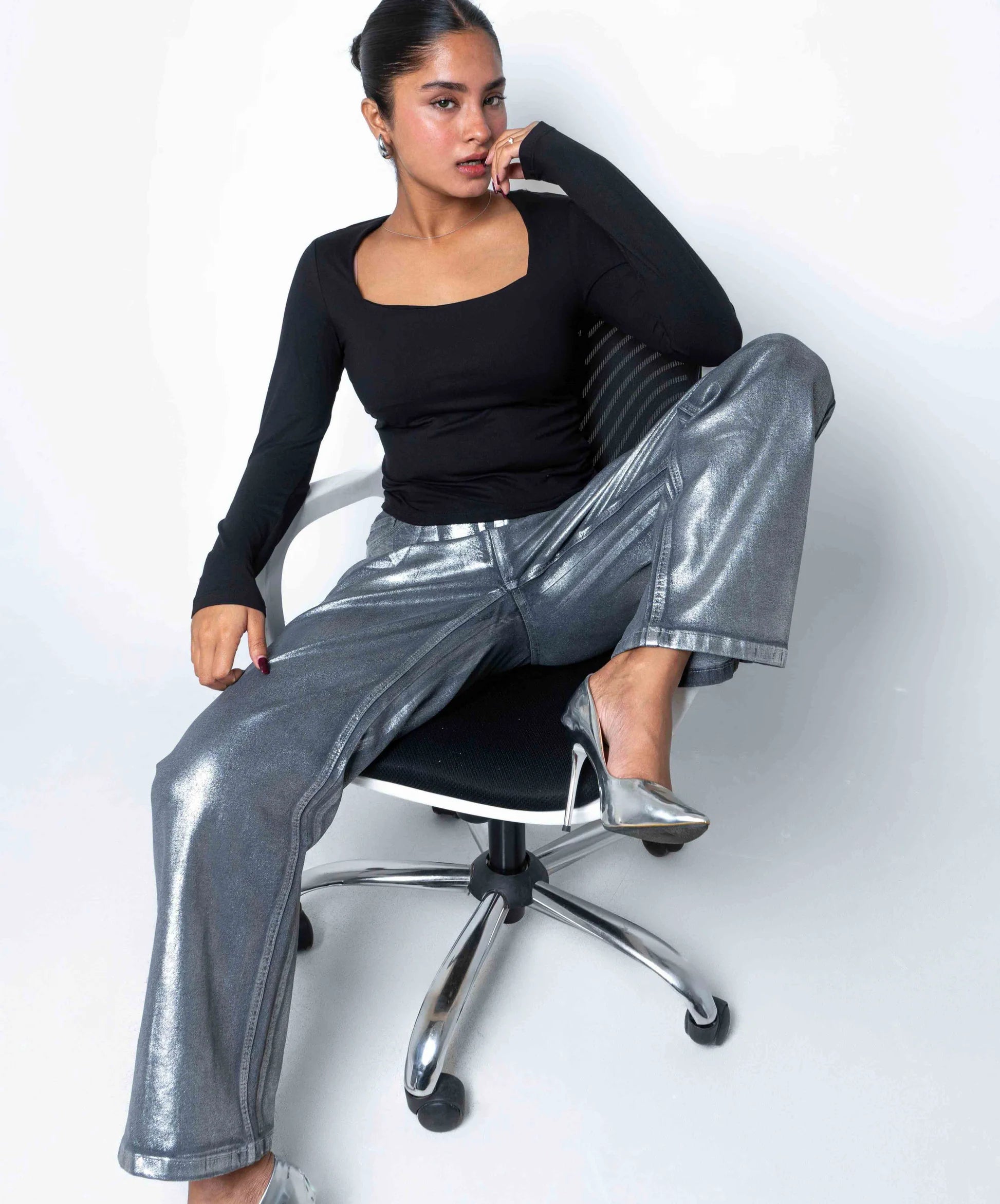 MWB Square Neck Long Sleeve Top