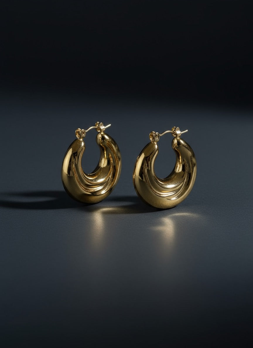 Zave Anti-Tarnish Chunky Gold Hoops