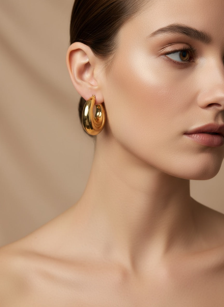 Zave Anti-Tarnish Chunky Gold Hoops