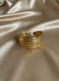 Zave Anti-Tarnish Gold Leaf Cuff Bracelet