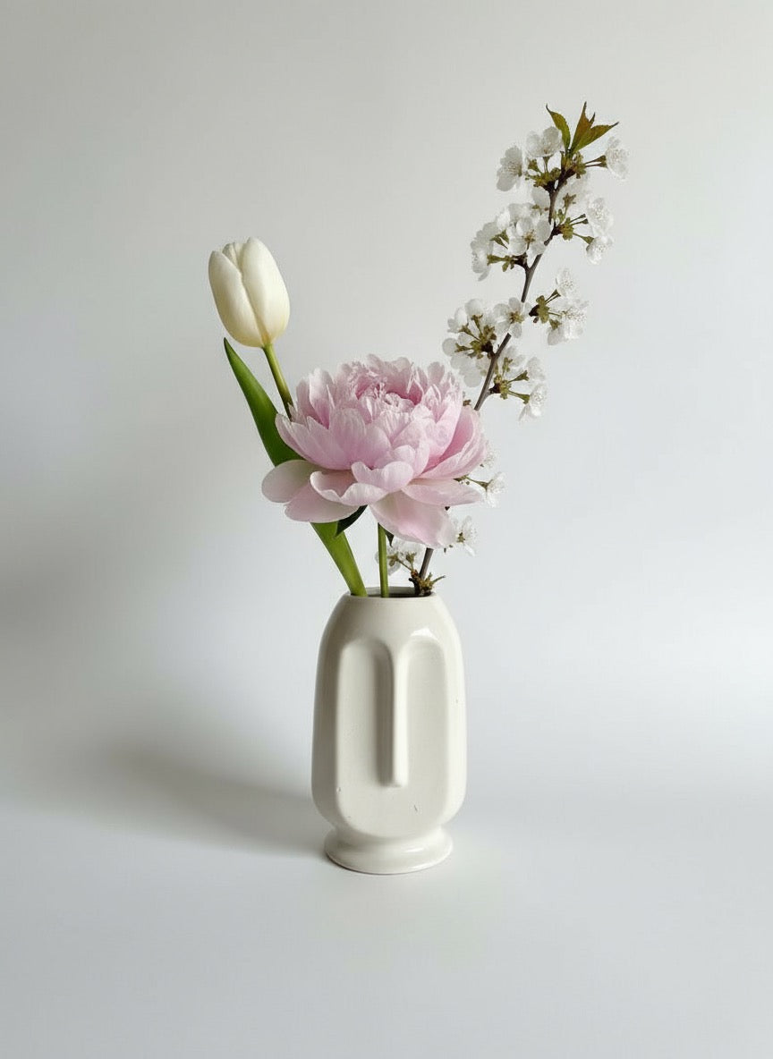 Zave Modern Abstract Face Vase or Sculptural Face Flower Vase