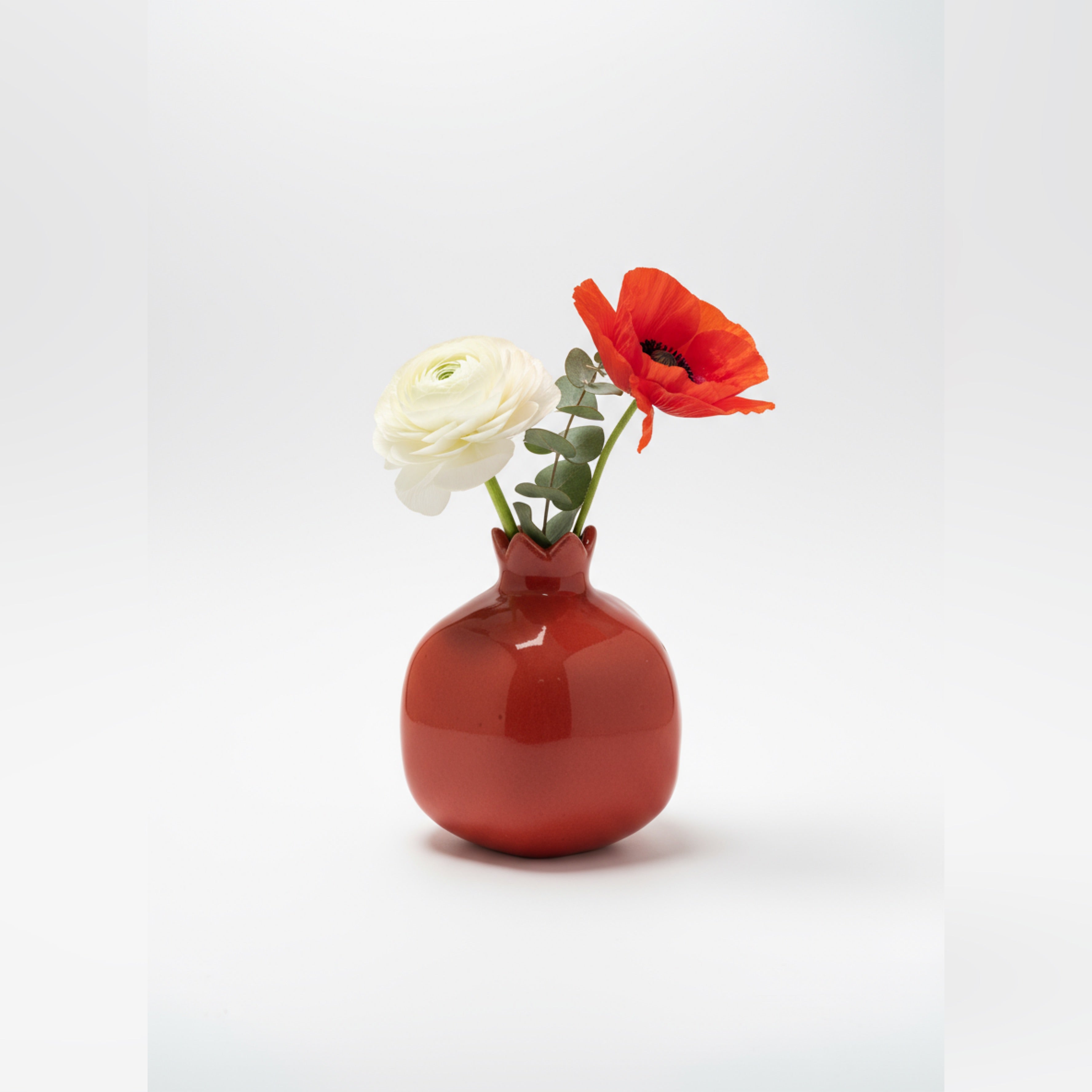 Zave Red Ceramic Pomegranate Vase / Decorative Fruit Bud Vase