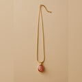 Zave Golden Pink Quartz Pendant Necklace