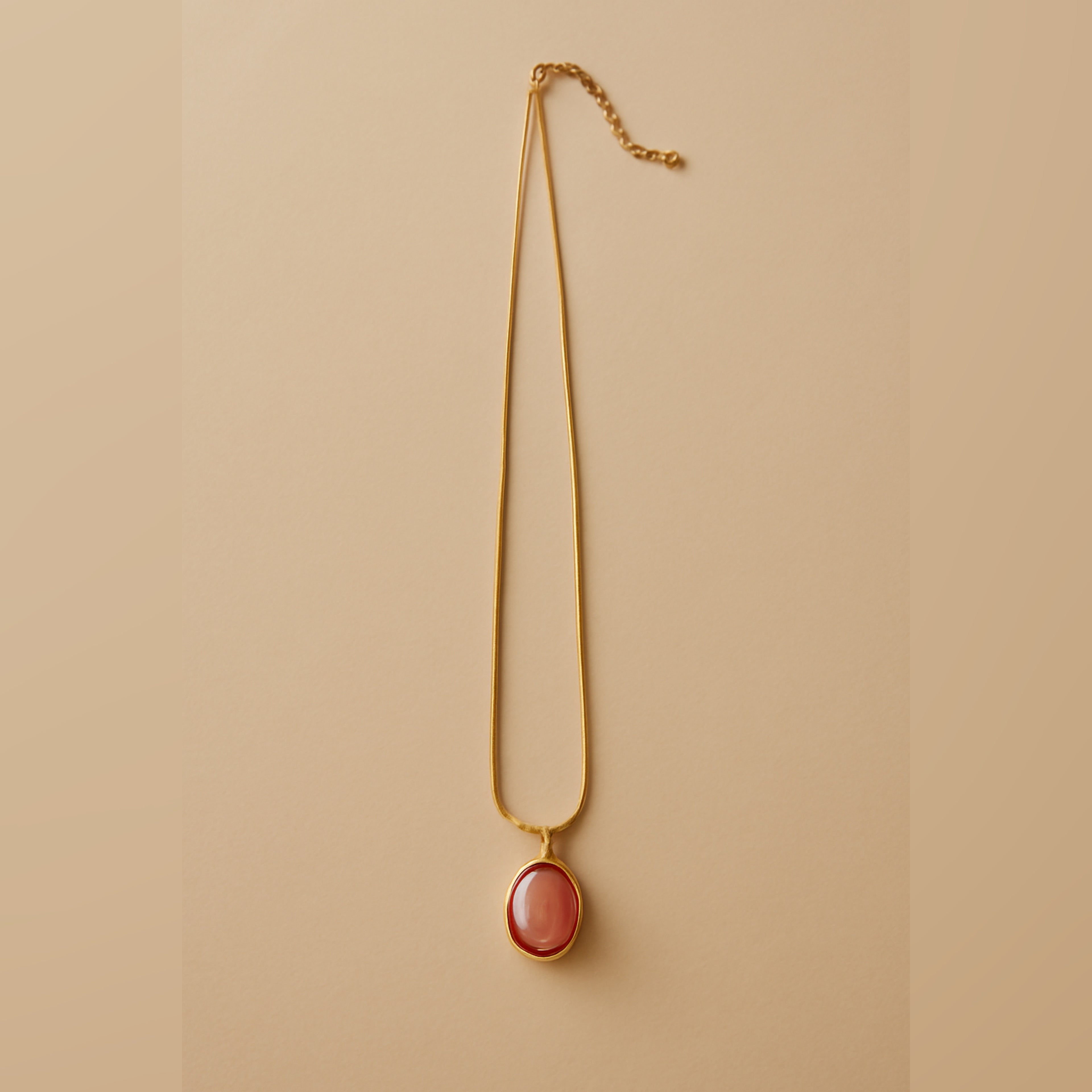 Zave Golden Pink Quartz Pendant Necklace