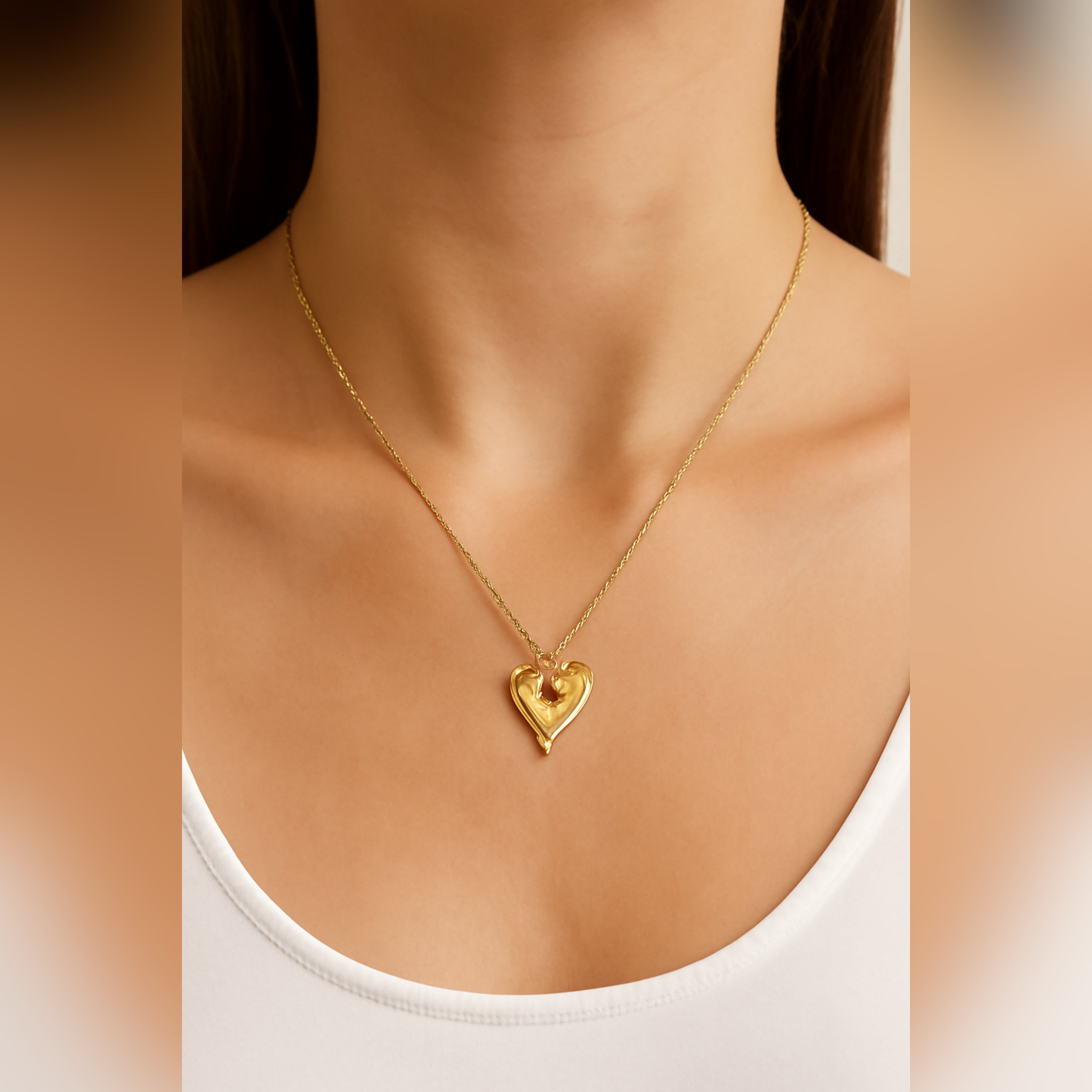 Zave Textured Heart Pendant Necklace