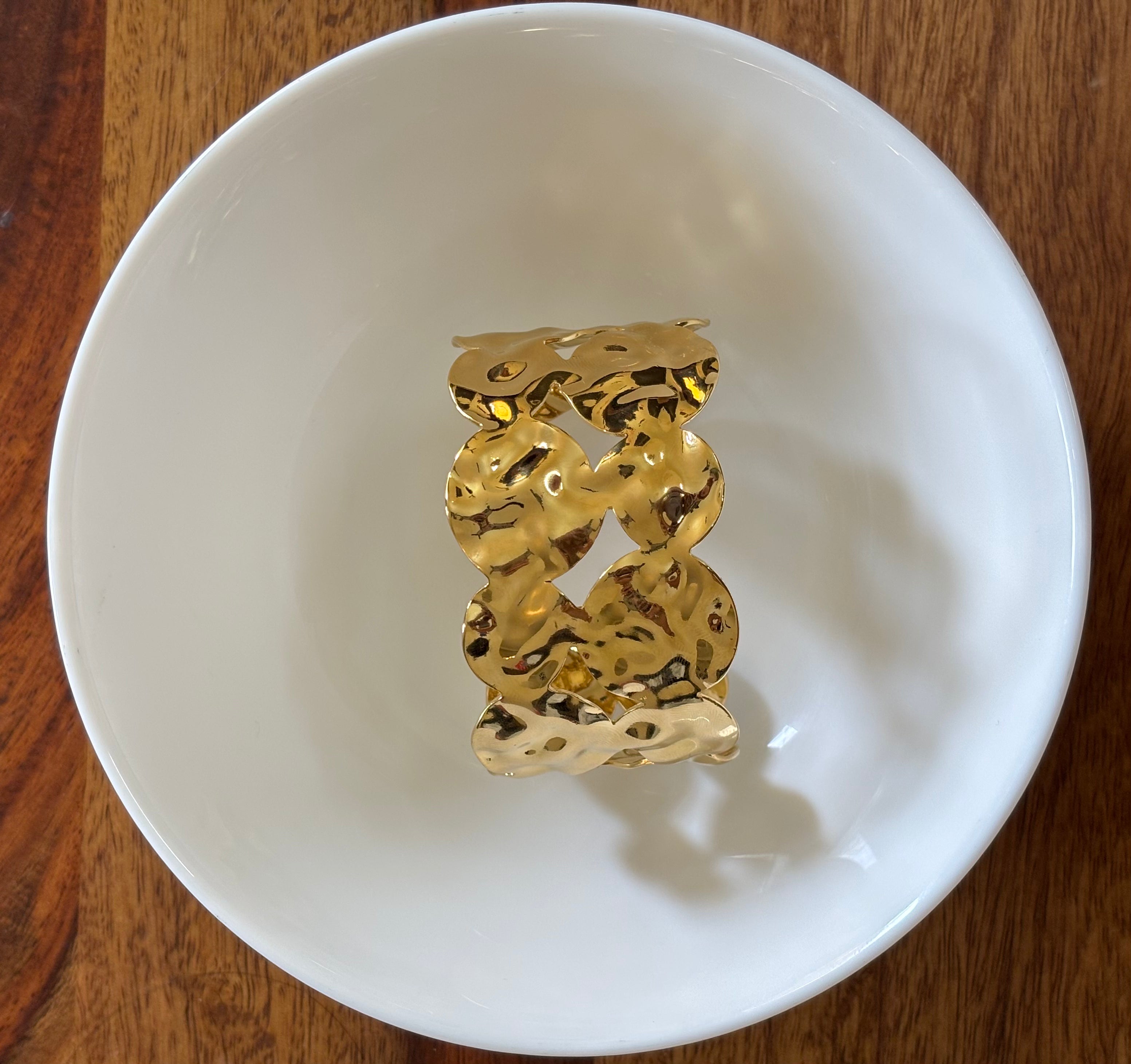 Zave Hammered Golden Cuff Bracelet