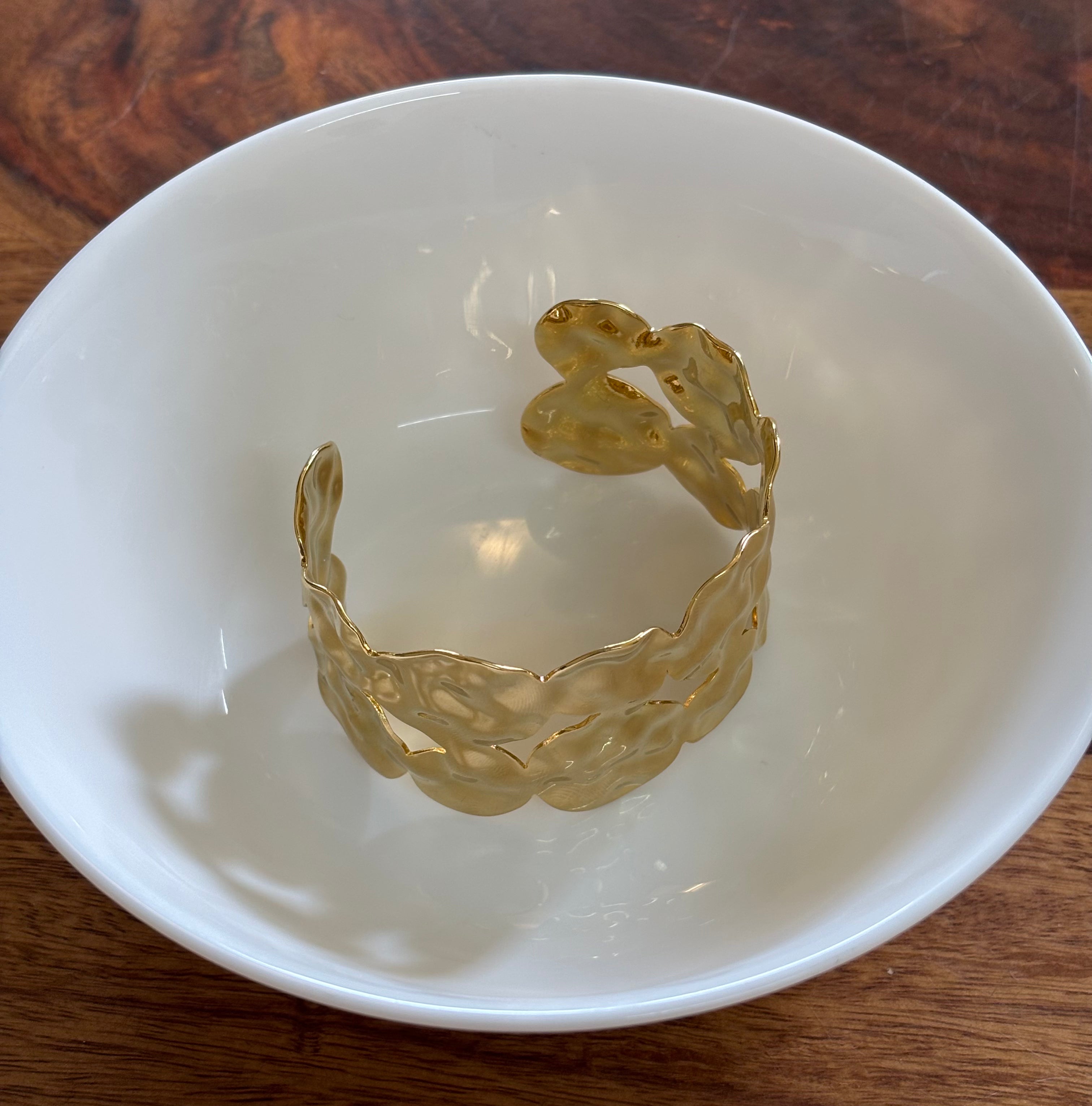 Zave Hammered Golden Cuff Bracelet