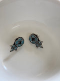 Zave Oxidized Anti-Tarnish Blue Stone Stud Earrings