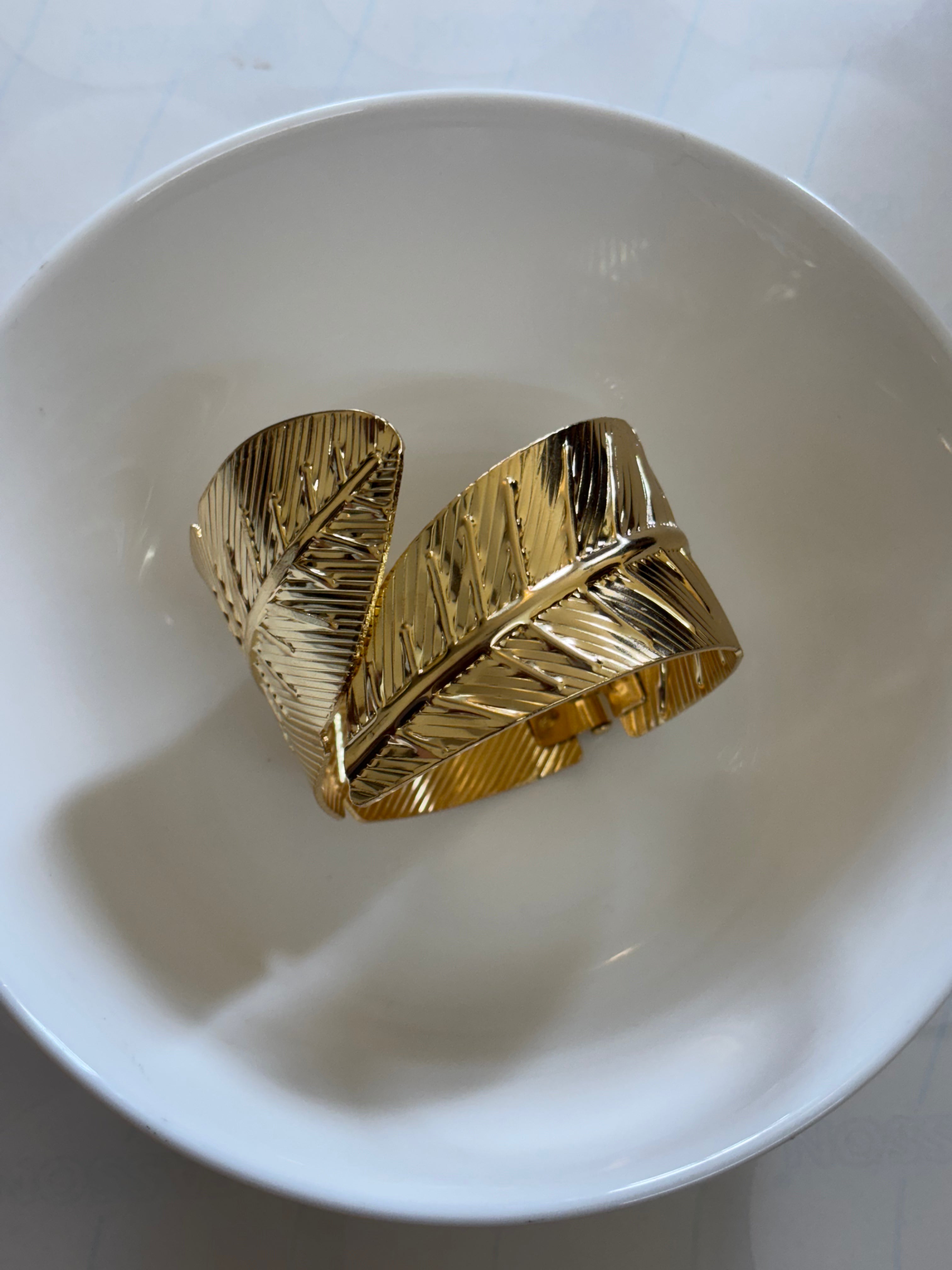 Zave Feather Cuff Bracelet with Anti-Tarnish Finish