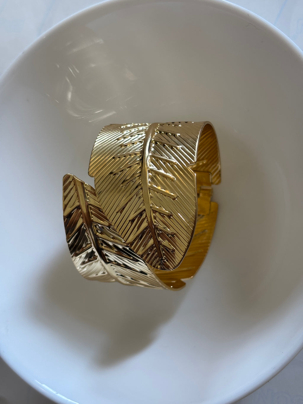 Zave Feather Cuff Bracelet with Anti-Tarnish Finish