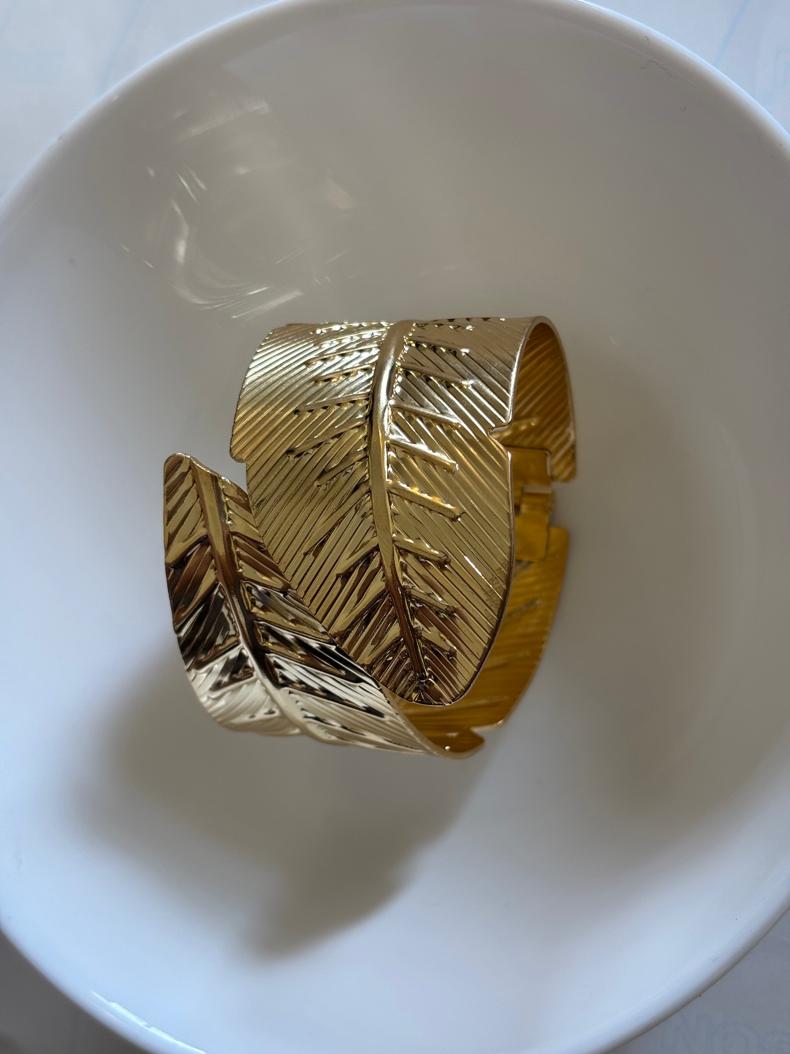 Zave Feather Cuff Bracelet with Anti-Tarnish Finish