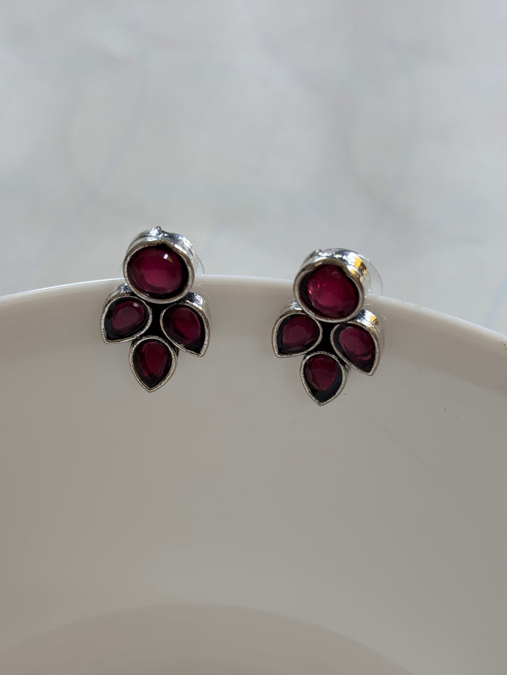 Zave Oxidized Garnet Stud Earrings