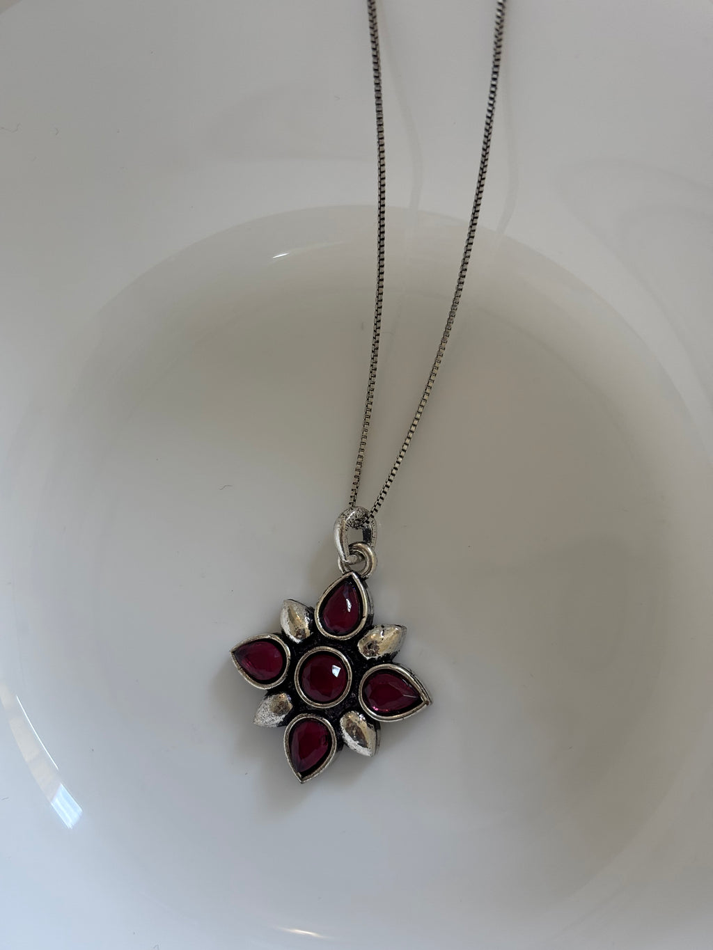Zave Oxidized Red Garnet Pendant Necklace
