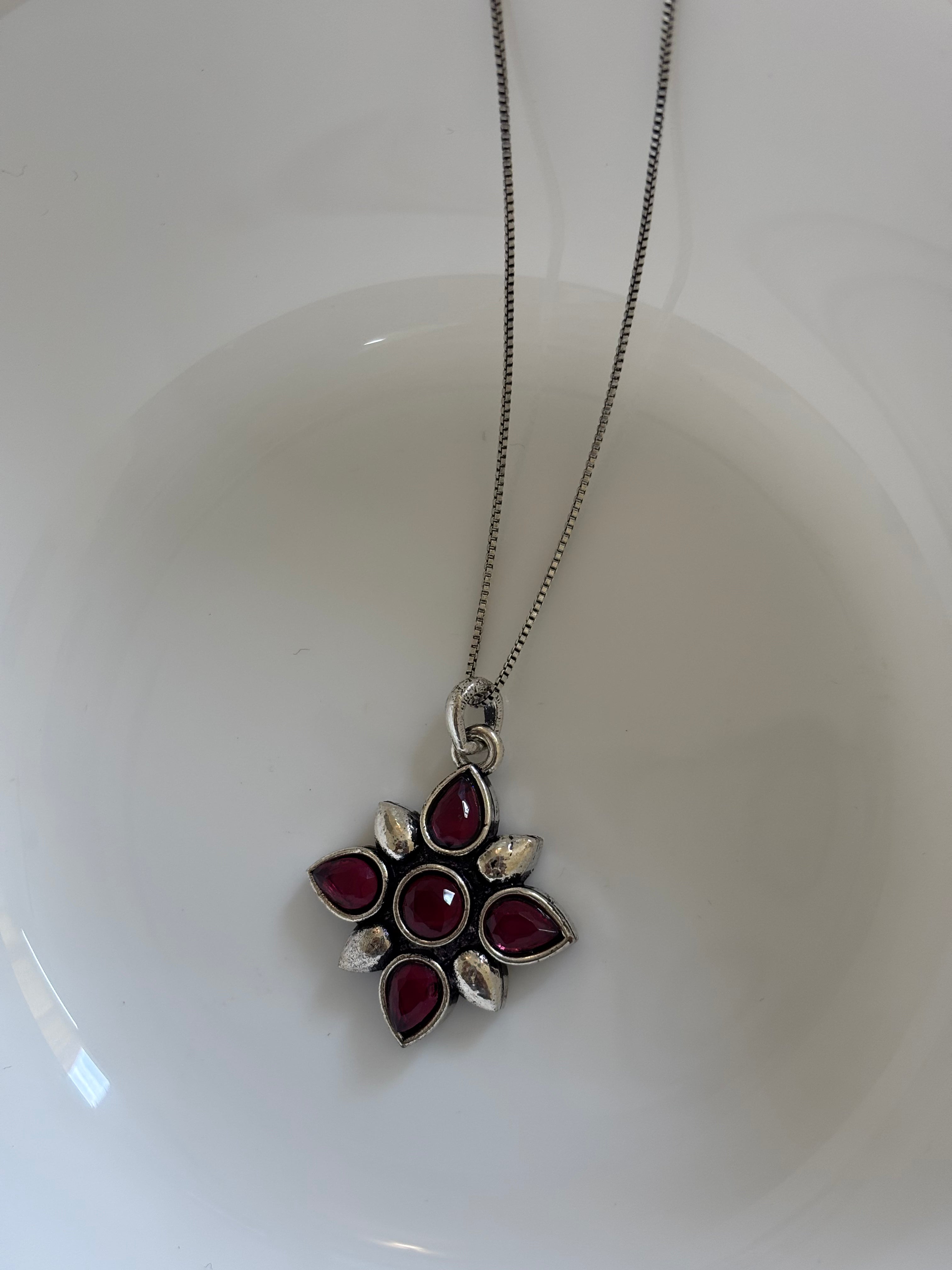 Zave Oxidized Red Garnet Pendant Necklace