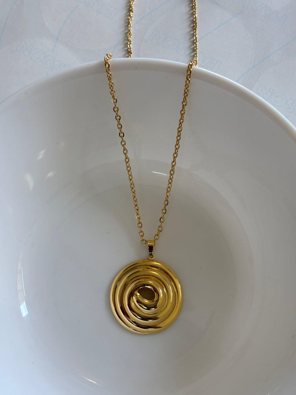 Zave Gold Spiral Disc Necklace