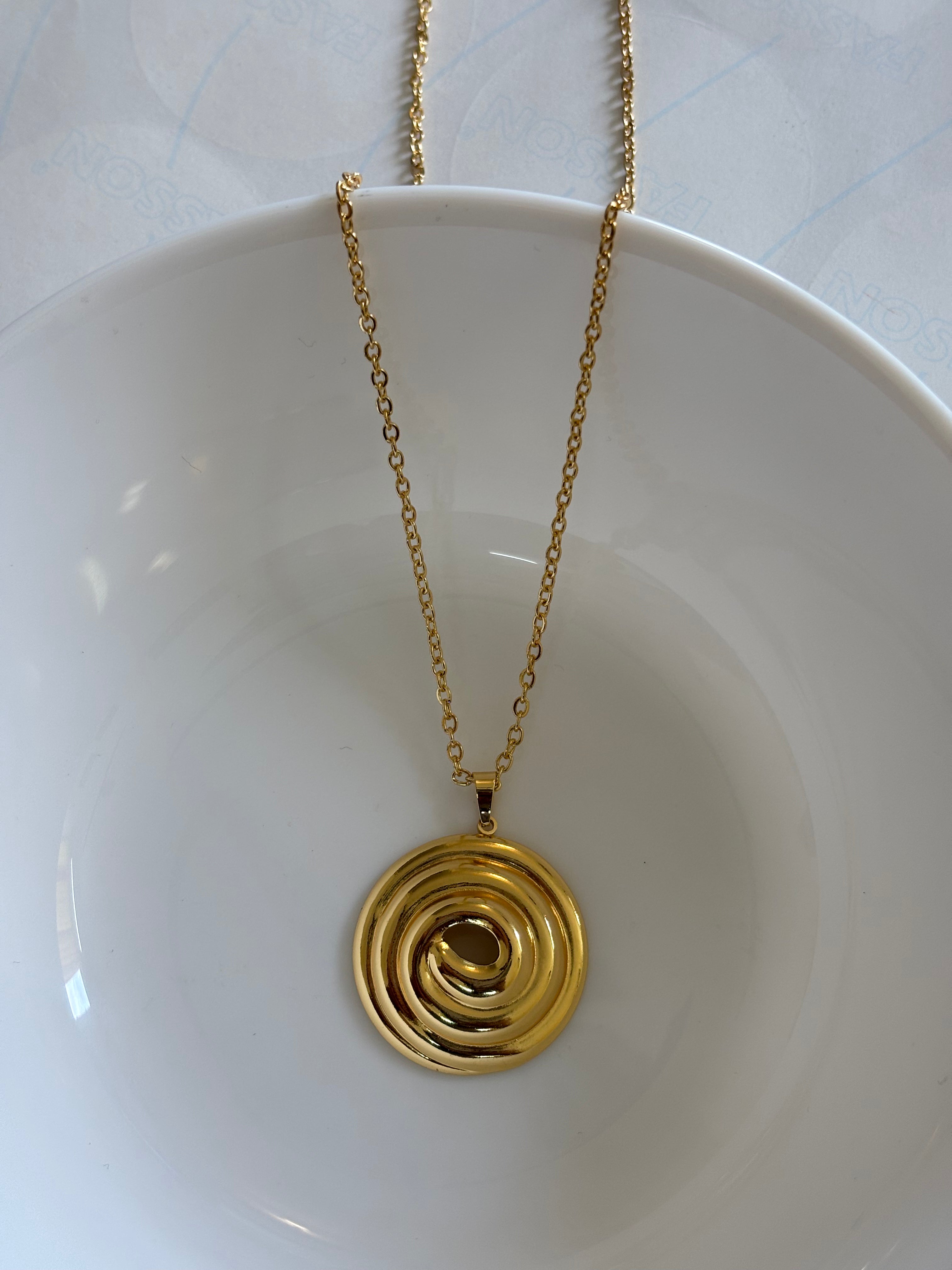 Zave Gold Spiral Disc Necklace