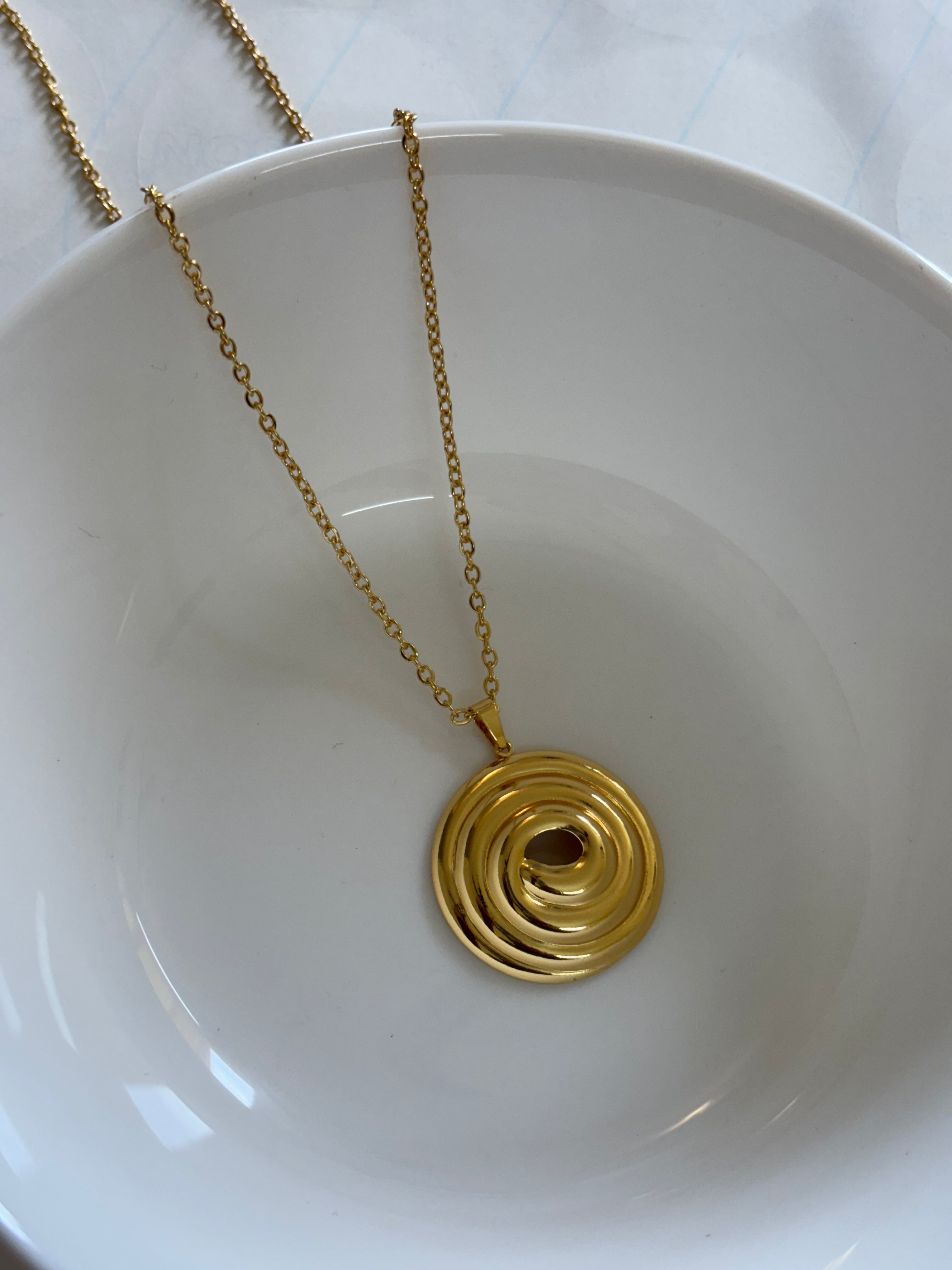 Zave Gold Spiral Disc Necklace