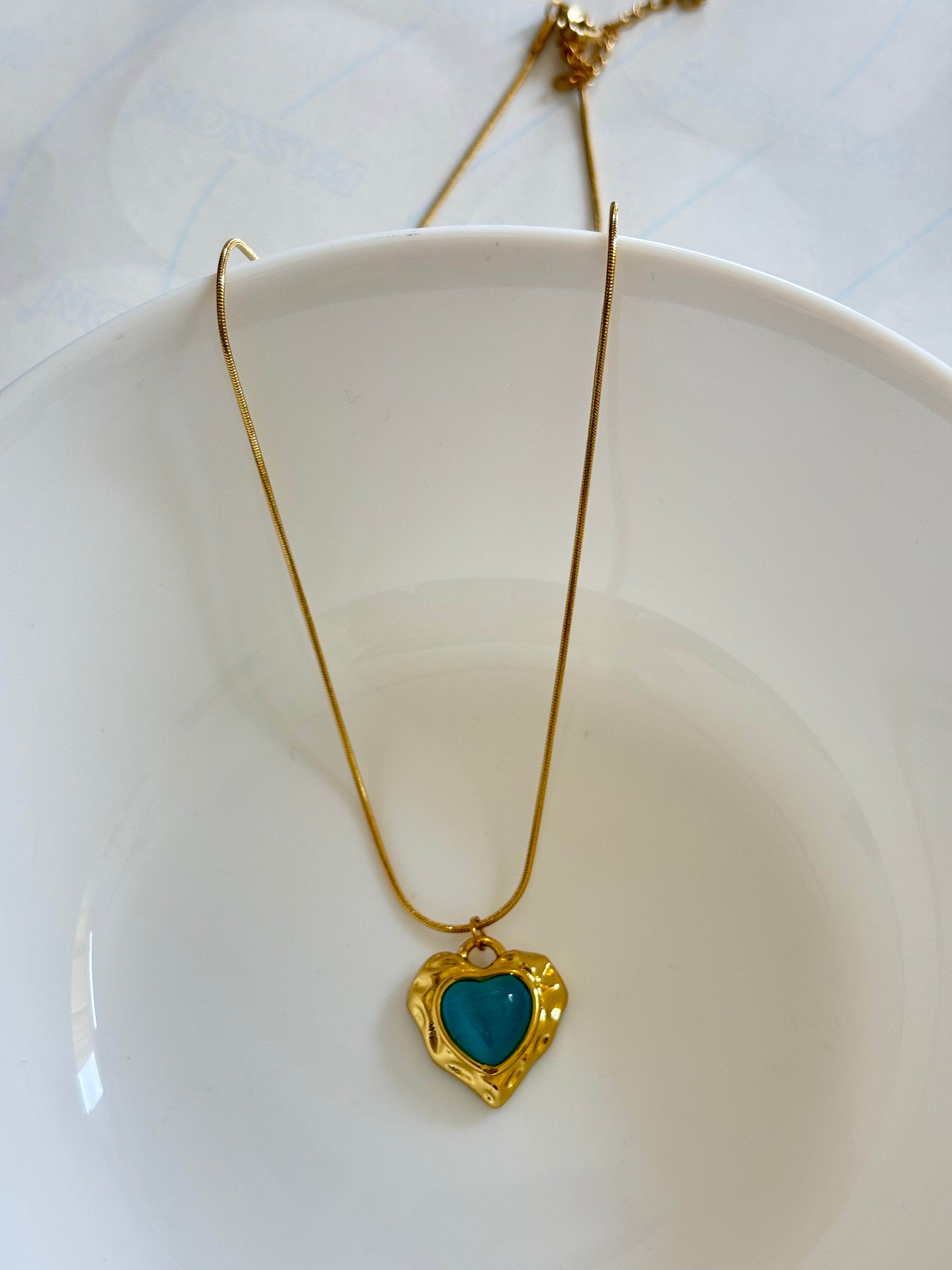 Zave Gold and Blue Heart Pendant Necklace