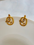 Zave Gold and Crystal Leaf Stud Earrings