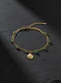 ZAVE Shell Charm Beaded Bracelet – Gold-Tone & Green Beads