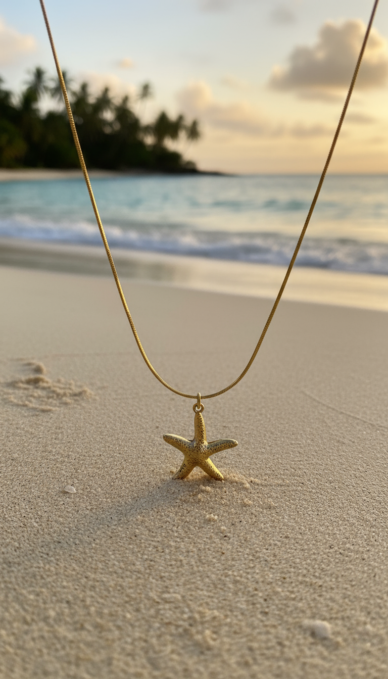 ZAVE Starfish Pendant Necklace – Gold-Tone Beach Charm