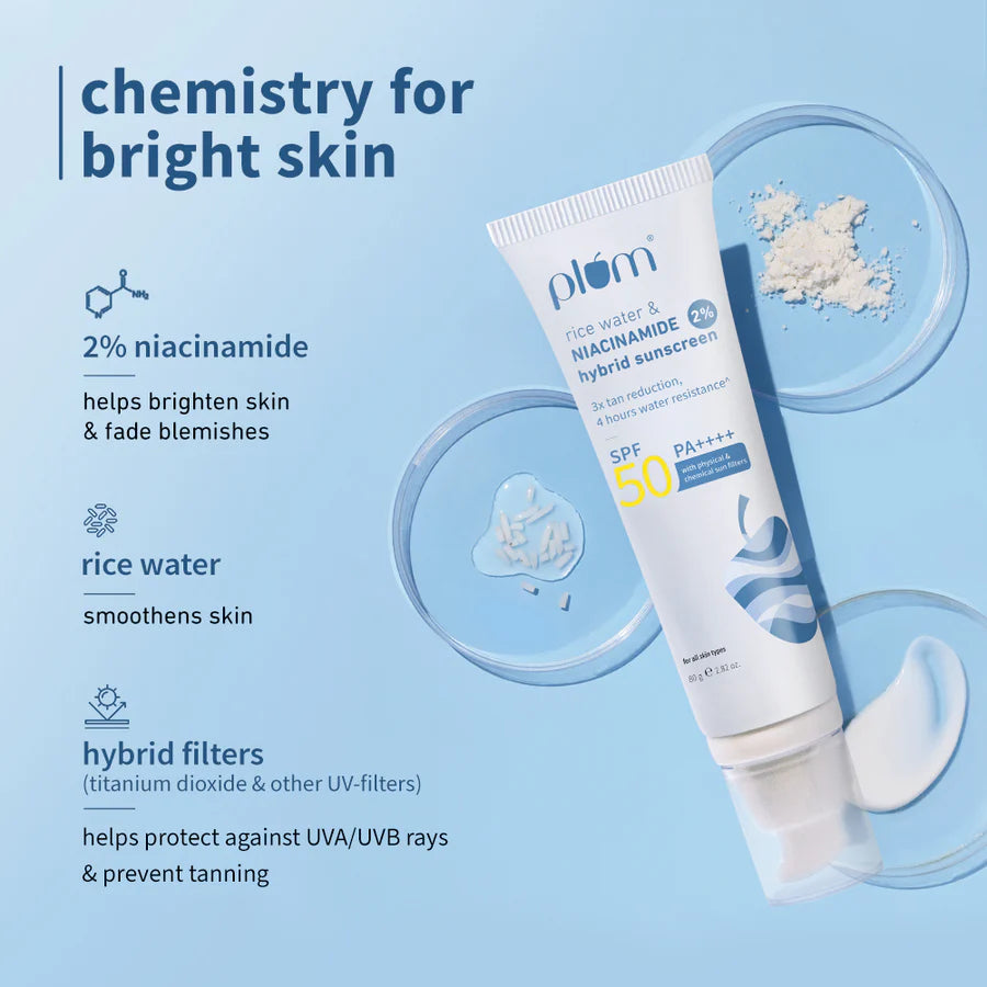 Plum Goodness - 2% Niacinamide & Rice Water SPF 50 PA++++ Brightening Sunscreen