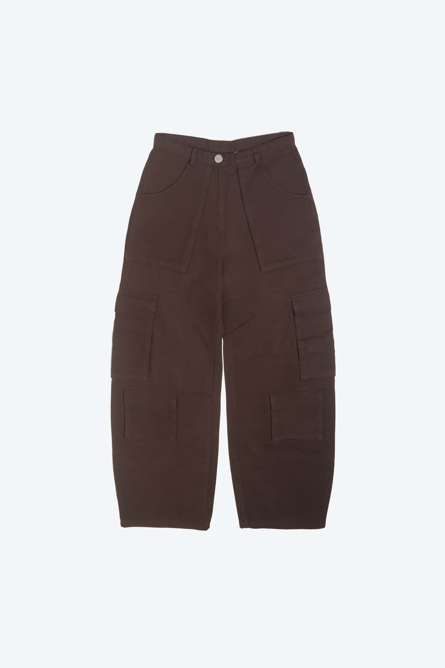 HAYD - Zipper fly flap baggy cargo pants Brown