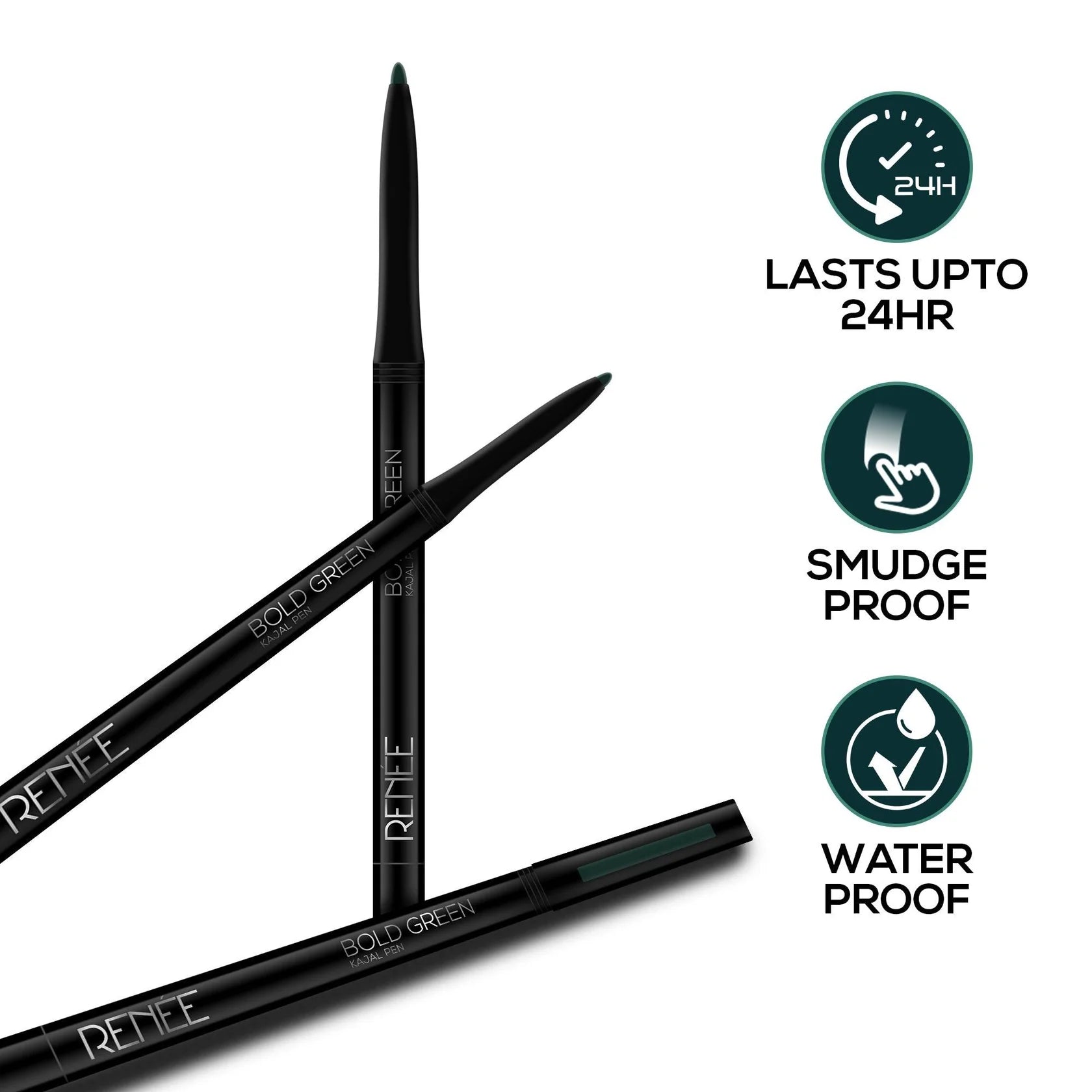 RENEE - Bold Green Kajal Pen with Sharpener