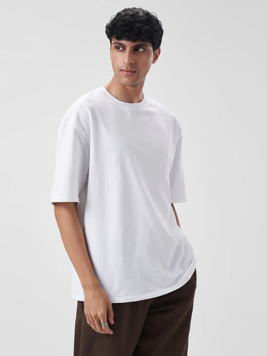 Mens Oversized T Shirt Pearl White - ZAVE