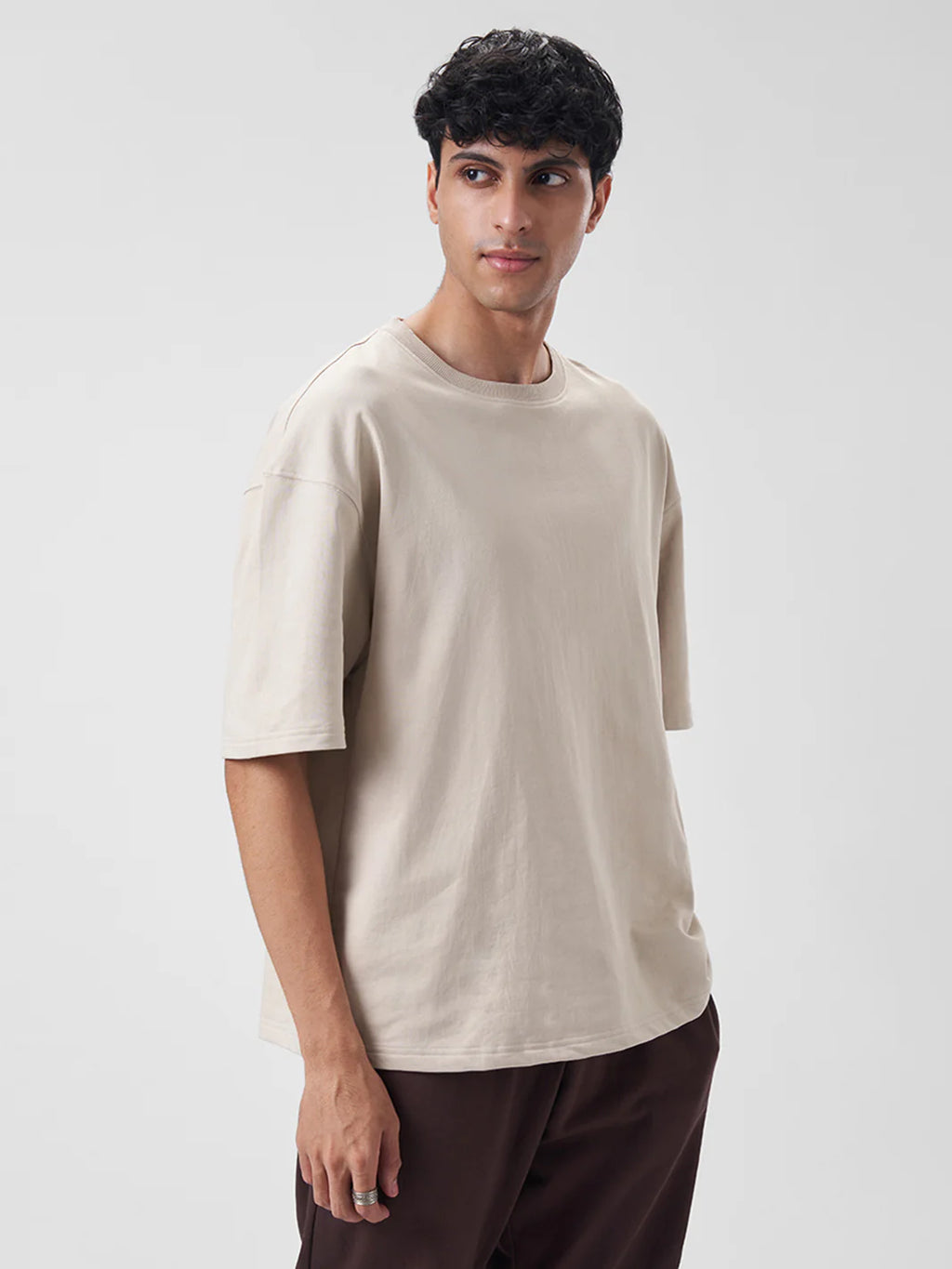 Men's Oversized T Shirt Honey Beige - ZAVE
