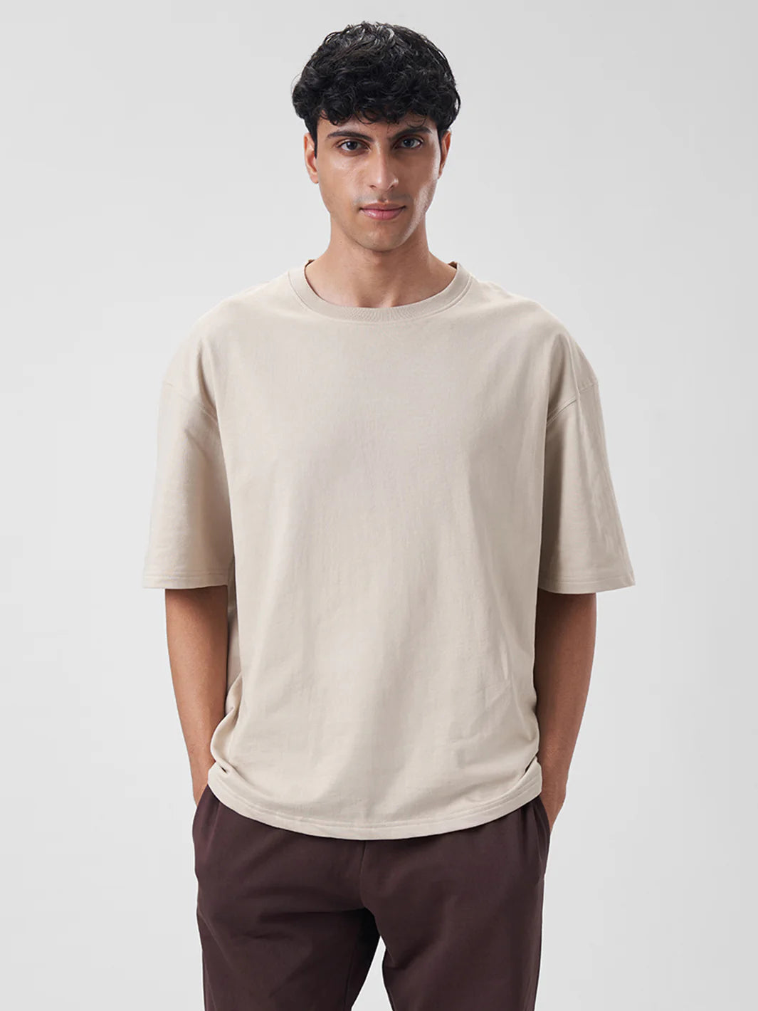 Men's Oversized T Shirt Honey Beige - ZAVE