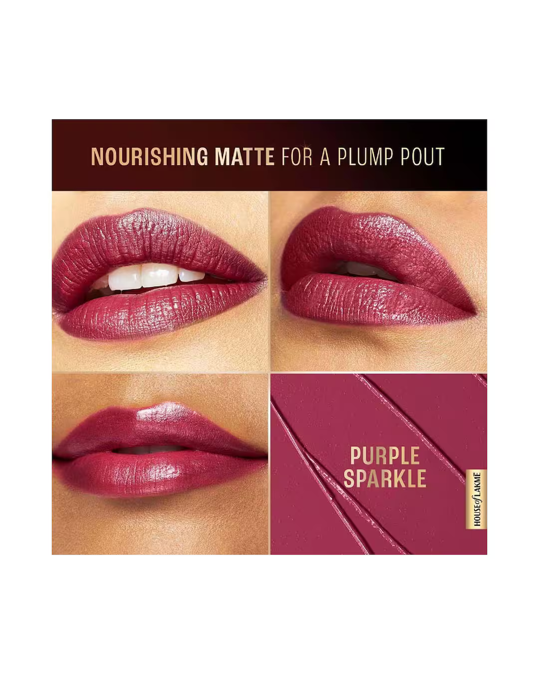 Lakme - Ultimate Glam Satin Matte Lipstick - Purp Sparkle-UW1