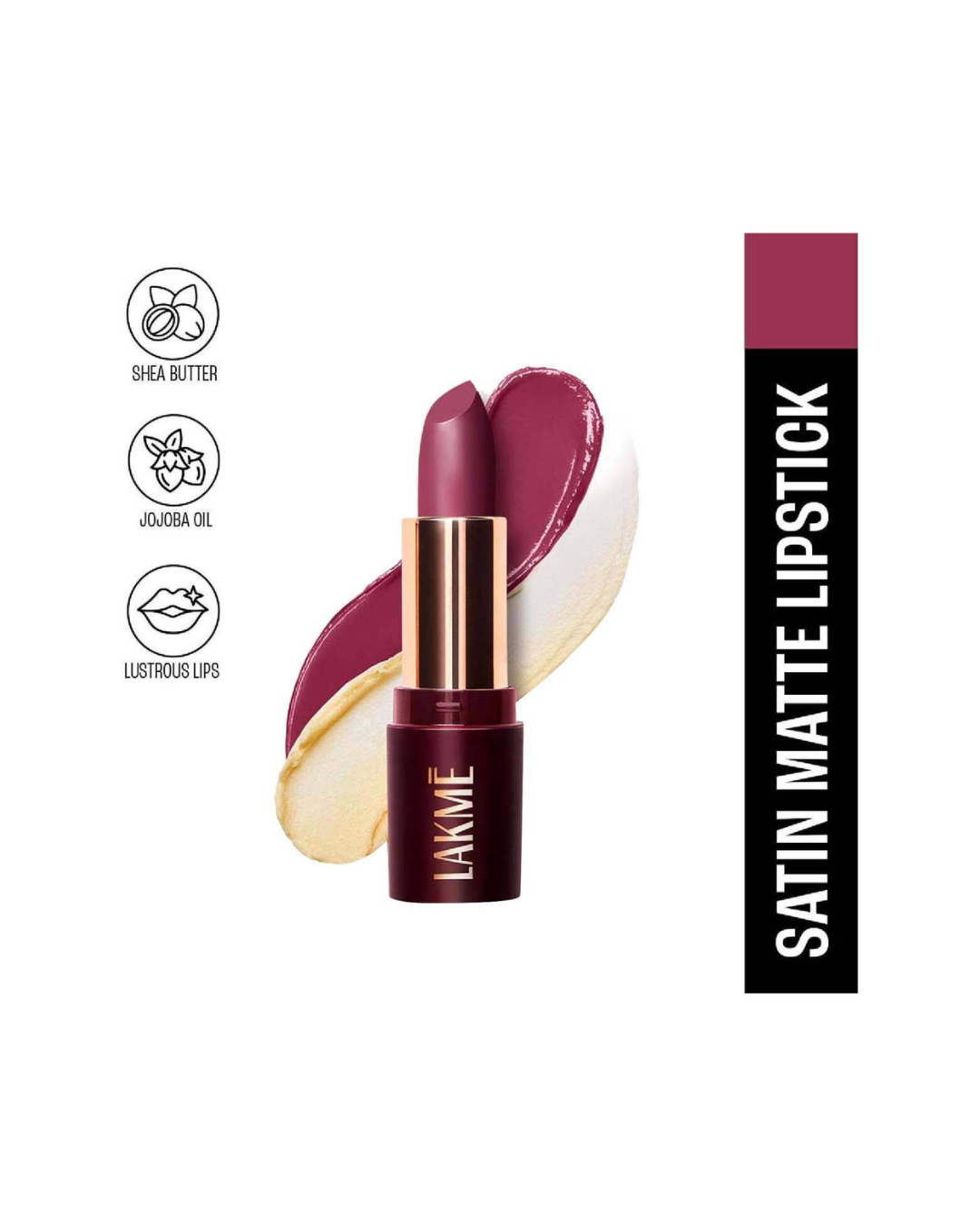 Lakme - Ultimate Glam Satin Matte Lipstick - Purp Sparkle-UW1