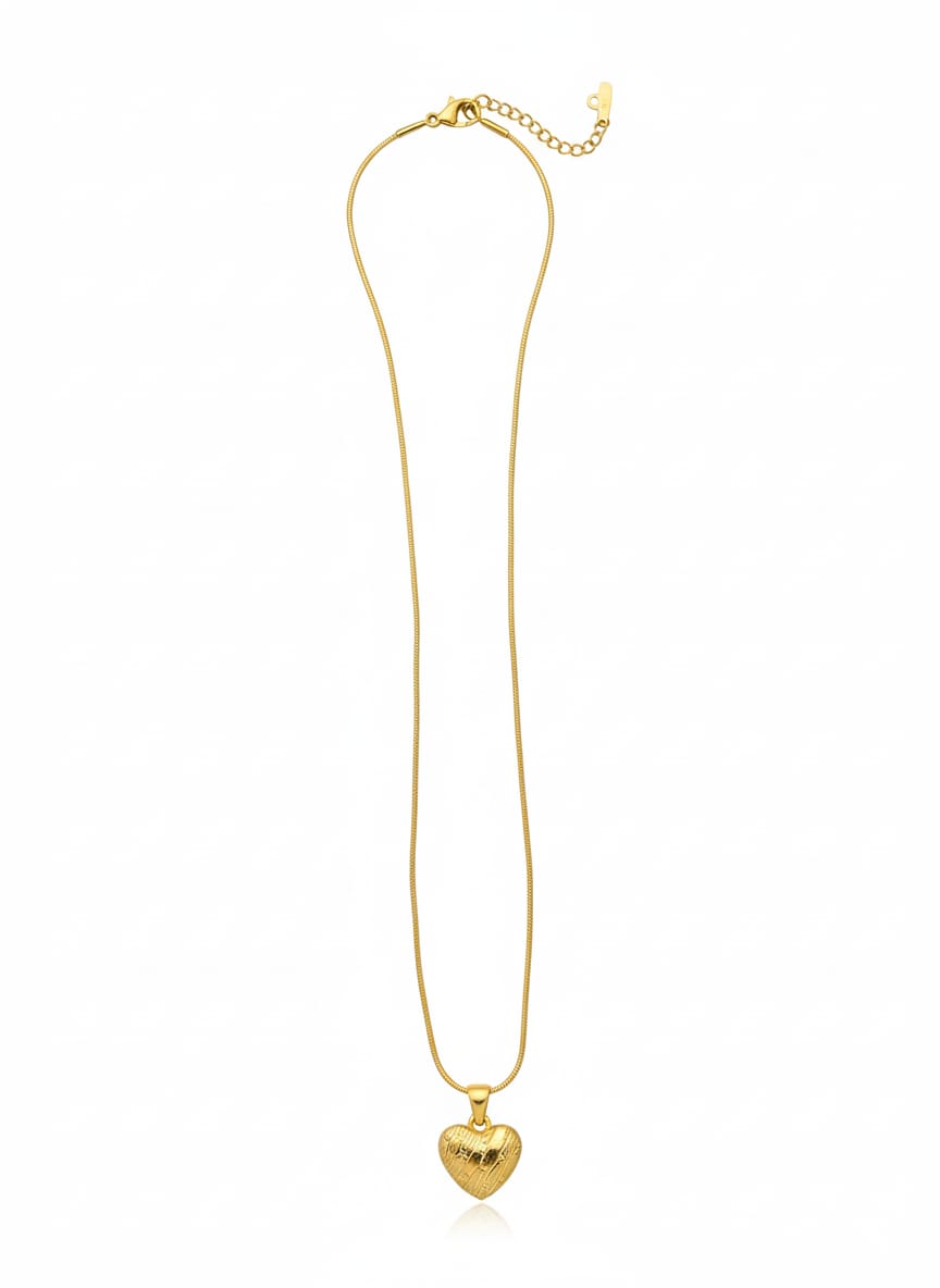 Zave Fluted Heart Pendant Necklace