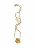 Zave Golden Floral Pendant Necklace