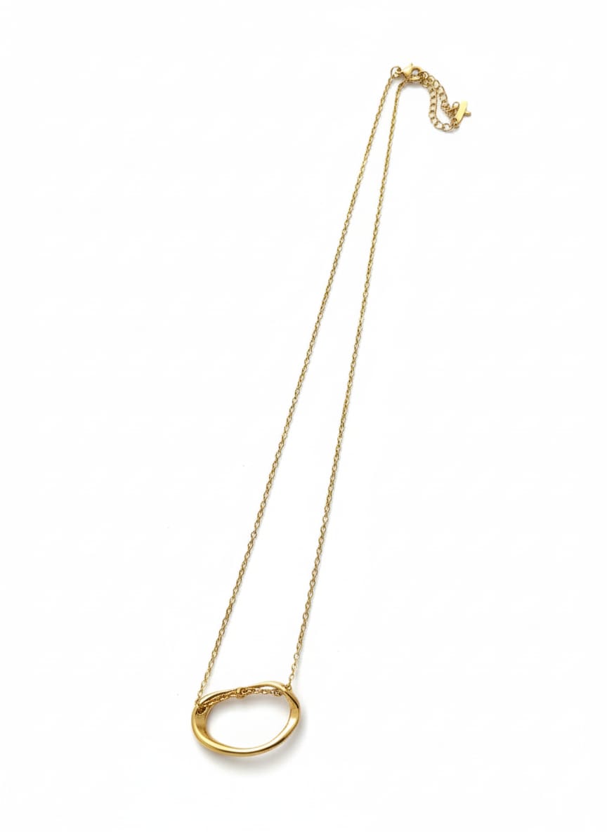 Zave Abstract Golden Ring Necklace