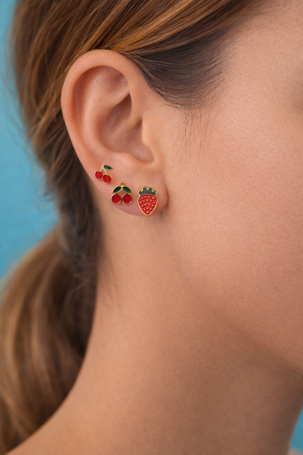 ZAVE Cherry Pop Stud Earring Set (3 Pairs)