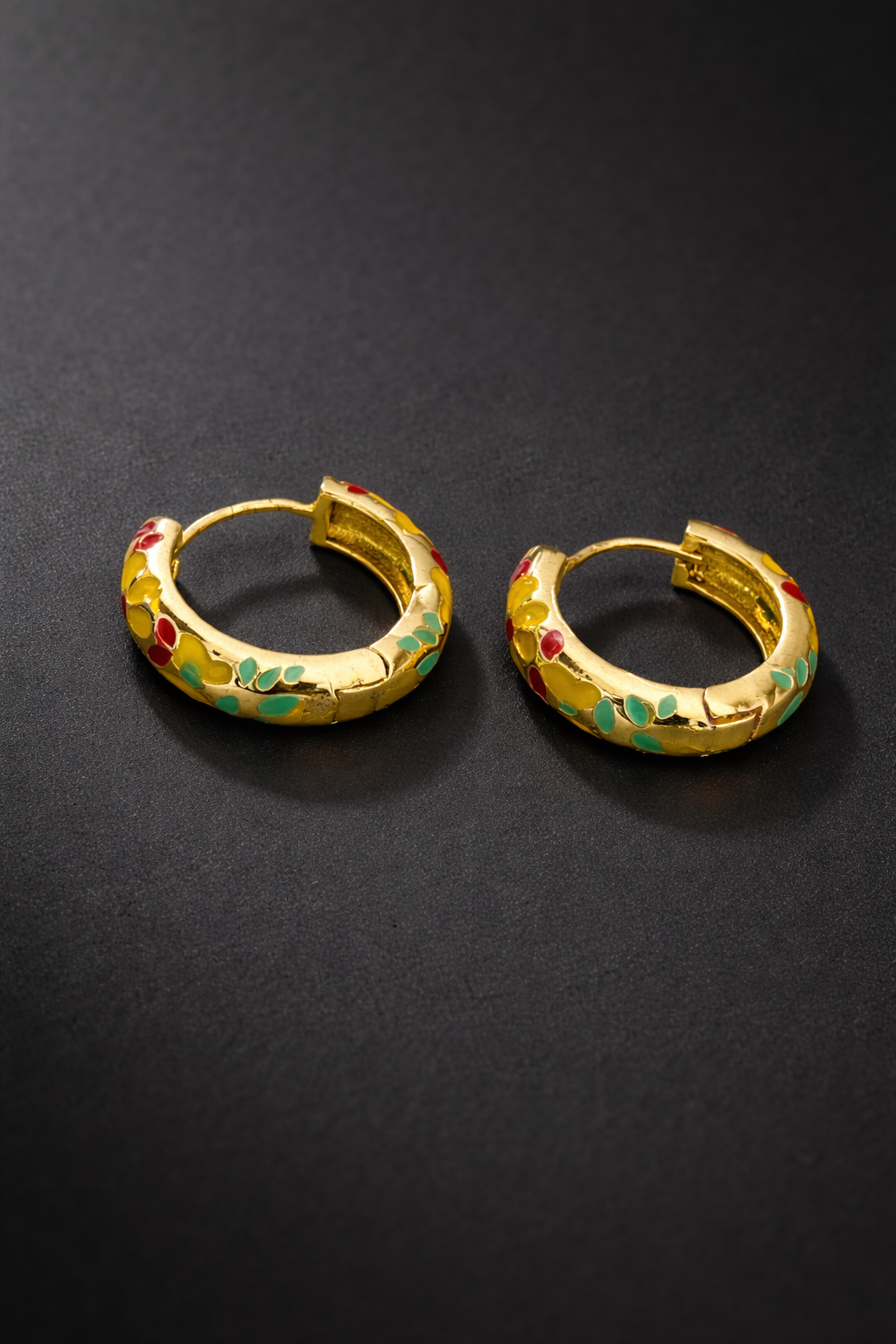 ZAVE Multi Colour Floral Enamel Huggie Earrings