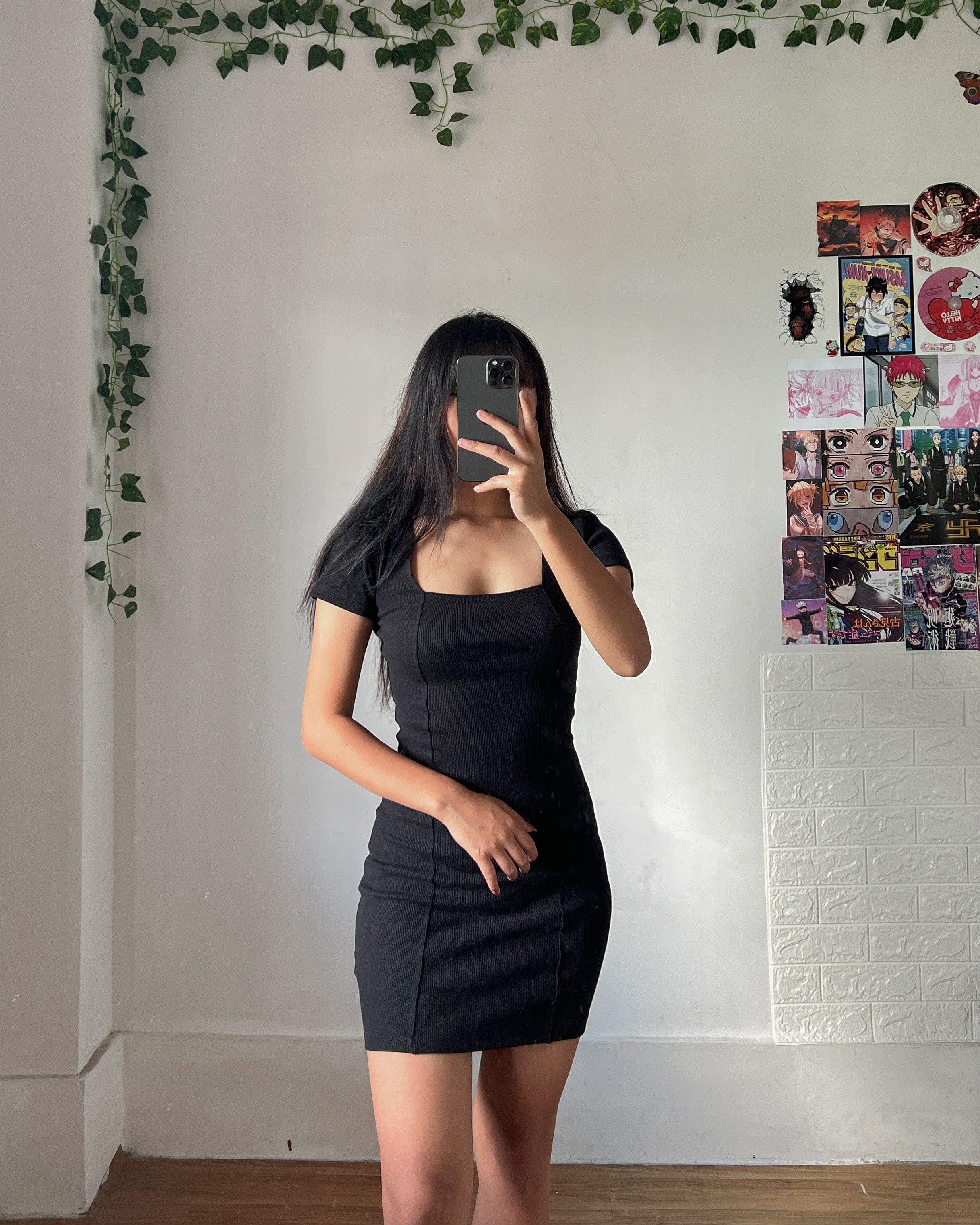 Burger Bae - Veronica Dress (Women Bodycon Square Neck Dress) : Black For Women