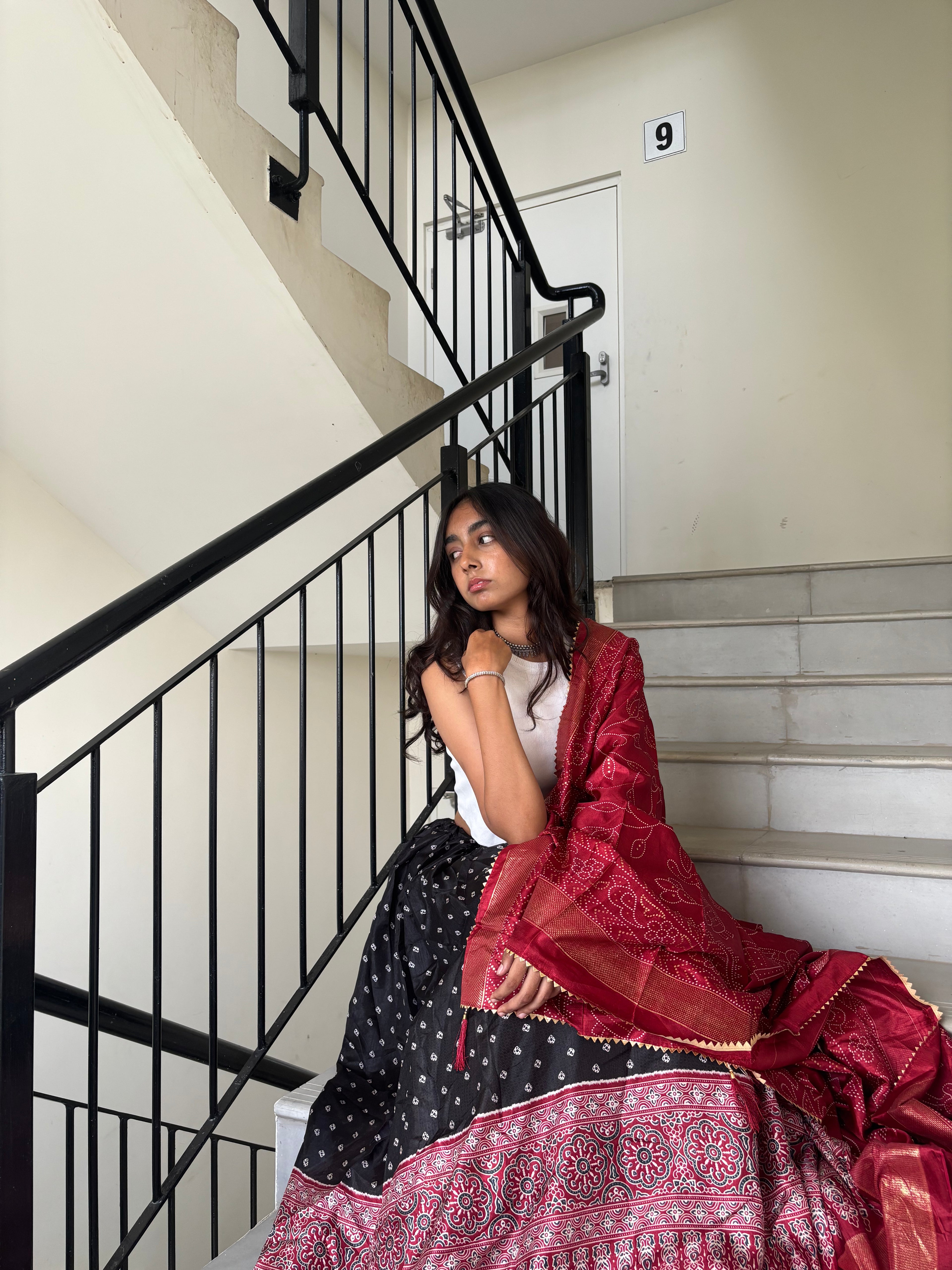 ZAVE - Regal Radiance Black & Maroon Chaniya Choli